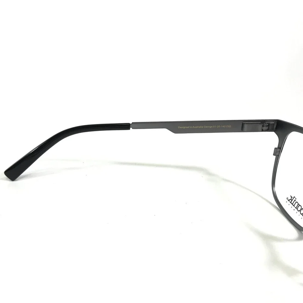 Iconik Eyeglasses Frames George C02 Black Grey Square Full Rim 51-20-140